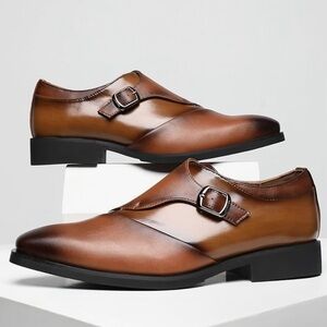 Elegant Tan Leather Oxfords with Buckle